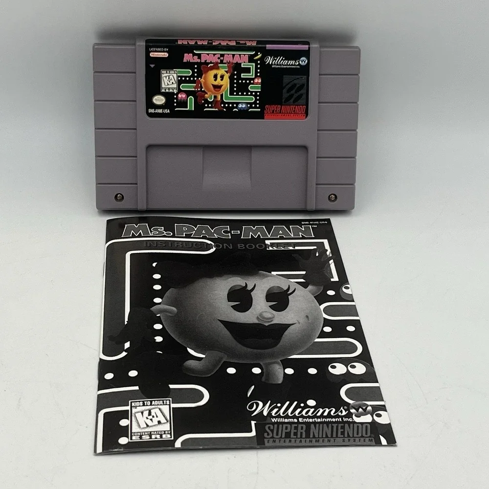 Ms. Pac-Man Super Nintendo Entertainment System Ms Pacman SNES Cart & Manual